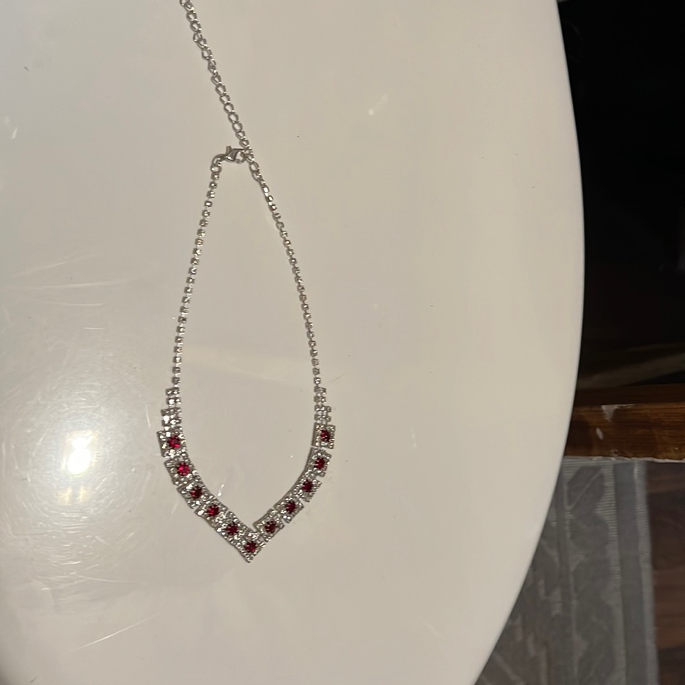Ruby tone / CZ necklace